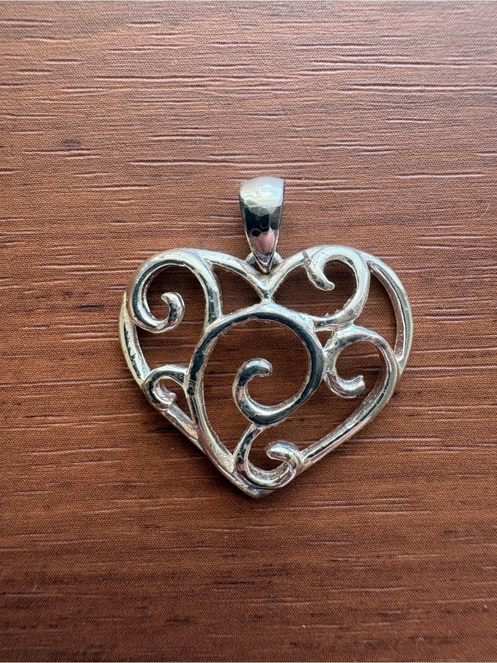 Silver Filigree Heart Pendant - Women's Necklace